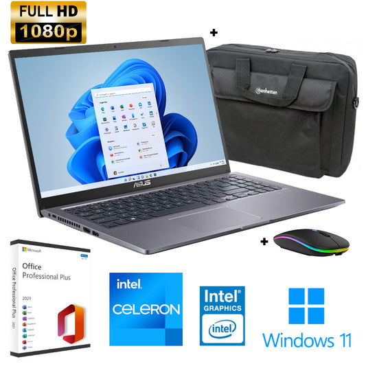 ASUS Notebook│ 15" FHD │ Intel Pentium 2,8GHz│8GB RAM│256GB SSD│Win11 Pro│MS Office 2021 Pro Plus