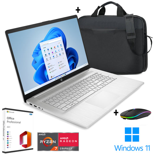 HP Notebook 17" FHD │ Ryzen 7 5700U 4.3GHz │ 16GB DDR4 RAM│ 256GB SSD│ Win11 Pro│MS Office 2021 Pro Plus